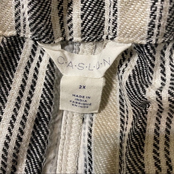 Caslon Striped Linen Blend Crop Pants Khaki/Black - Picture 4 of 7